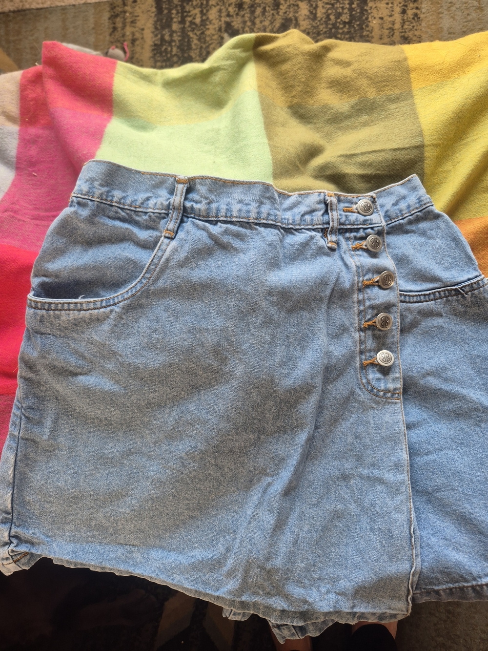 Vintage Bill Blass Light Blue Denim Skort with Button Front